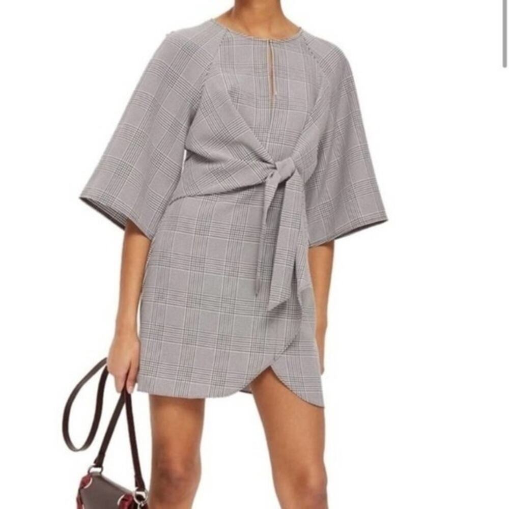 Topshop Gray Plaid Mini Dress size 6